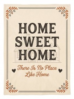 Home Sweet Home Quote Fleece Blanket - Cozy Farmhouse Decor Throw