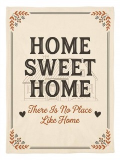 Home Sweet Home Quote Fleece Blanket - Cozy Farmhouse Decor Throw image 4
