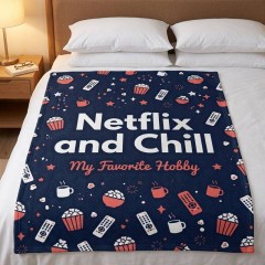 Netflix and Chill Fleece Blanket - Cozy Movie Night Quote Throw image 3