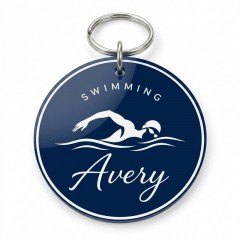 Swimming Game Day Personalized Name Keychain, Round Shape, Sports Gift | Trinmama