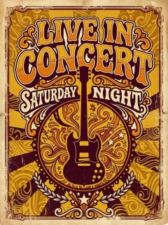 Live In Concert Retro Rock Poster - Vintage Music Wall Art Print for Dorm Room, Bedroom, Music Studio Decor (Unframed)