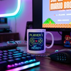 Player 1 Ready Pixel Art Gaming Mug, Retro 8-Bit Arcade Ceramic Coffee Cup, Gamer Gift | Trinmama image 2