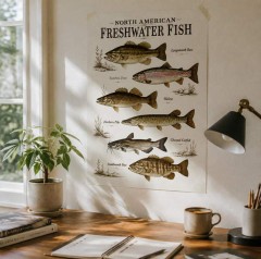North American Freshwater Fish Species Poster, Vintage Wall Art, Nature Decor Gift | Trinmama image 2