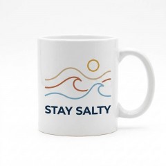 Stay Salty Minimalist Coastal Wave Mug, Ocean Beach House Ceramic Coffee Cup, Coastal Decor Gift | Trinmama