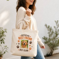 Custom Pet Photo Tote Bag, Personalized Polaroid Frame Canvas, Pet Lover Gift | Trinmama image 3