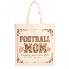Personalized Football Mom Leopard Tote Bag - Custom Year - Game Day Style
