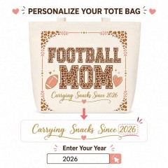 Personalized Football Mom Leopard Tote Bag - Custom Year - Game Day Style image 5