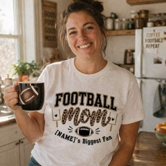 Personalized Football Mom T-Shirt, Custom Name, Moms Biggest Fan Gift | Trinmama image 3