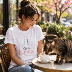 Personalized Cat Mom Floral Wreath T-Shirt, Custom Name Pet Lover, Cat Mom Gift | Trinmama image 3