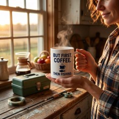 But First Coffee Then Fishing Mug, Funny Fishing Ceramic Coffee Cup, Gift for Anglers | Trinmama image 2