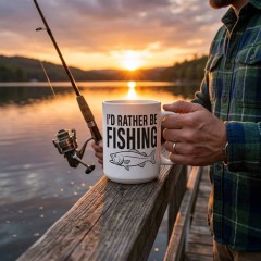 I'd Rather Be Fishing Mug, Funny Fishing Ceramic Coffee Cup, Gift for Anglers | Trinmama image 3