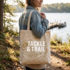 Tackle & Trail Fishing Gear Tote Bag, Funny Canvas Shopper, Gift for Anglers | Trinmama image 3