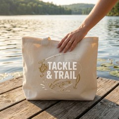 Tackle & Trail Fishing Gear Tote Bag, Funny Canvas Shopper, Gift for Anglers | Trinmama image 4