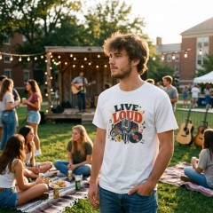 Live Loud Concert Poster Vintage Music T-Shirt image 2