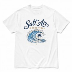 Salt Air & Good Vibes T-Shirt, Vintage Surf Poster, Coastal Beach Gift | Trinmama