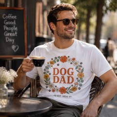 Dog Dad Floral Emblem T-Shirt, Vintage Pet Lover, Dog Dad Gift | Trinmama image 3