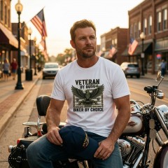 Veteran by Duty Biker by Choice Motorcycle Biker T-Shirt image 3