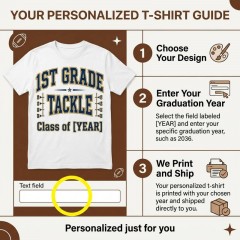 Personalized 1st Grade Tackle T-Shirt, Custom Year Varsity Style, School Gift | Trinmama image 5