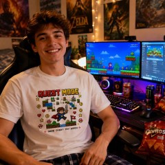 Quest Mode Pixel Arcade Hero Gaming T-Shirt image 2