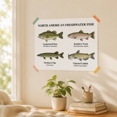 North American Freshwater Fish Poster, Educational Wall Art, Nature Decor Gift | Trinmama image 2