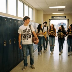 I Only Go To School For The Football Games T-Shirt, Funny Game Day Student, Teen Gift | Trinmama image 2
