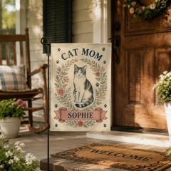 Personalized Cat Lady Garden Flag - Custom Name Cat Mom Pet Lover Flag image 3