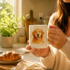 Custom Watercolor Pet Portrait Mug, Personalized Dog Photo Ceramic Coffee Cup, Pet Lover Gift | Trinmama image 2