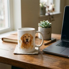 Custom Watercolor Pet Portrait Mug, Personalized Dog Photo Ceramic Coffee Cup, Pet Lover Gift | Trinmama image 3
