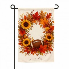 Game Day Garden Flag - Autumn Floral Wreath Football Outdoor Decor