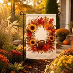 Game Day Garden Flag - Autumn Floral Wreath Football Outdoor Decor image 2