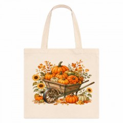 Pumpkin Patch Autumn Tote Bag, Cute Fall Harvest Cotton Canvas Reusable Shopping Bag | Trinmama