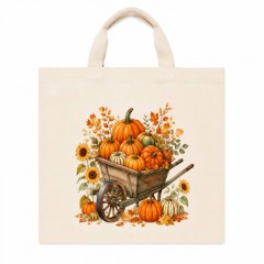 Pumpkin Patch Autumn Tote Bag, Cute Fall Harvest Cotton Canvas Reusable Shopping Bag | Trinmama image 2