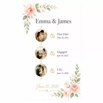 Love Story Timeline Poster, Custom Wedding Photo Timeline, Personalized Anniversary Gift | Trinmama