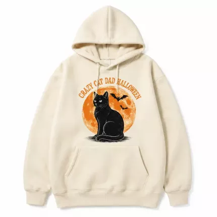 Crazy Cat Dad Halloween Sweatshirt, Funny Cat Lover Hoodie, Retro Bat Print | Trinmama