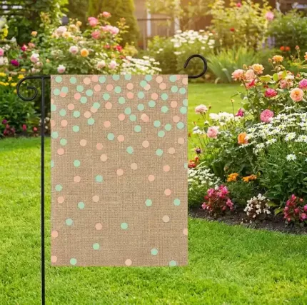 Oh Baby Personalized Garden Flag, Baby Shower Outdoor Decor, Custom Name & Year, Modern Confetti Design image 2
