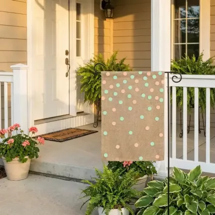 Oh Baby Personalized Garden Flag, Baby Shower Outdoor Decor, Custom Name & Year, Modern Confetti Design image 3