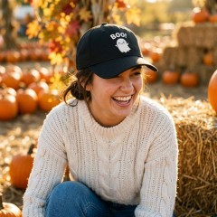 Boo! Ghost Halloween Baseball Cap, Cute Spooky Cotton Adjustable Hat | Trinmama image 2