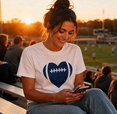 Football & Heart - Minimalist Sports Mom T-Shirt - Game Day Gift - trinmama image 2