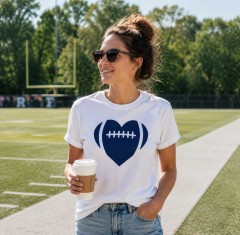 Football & Heart - Minimalist Sports Mom T-Shirt - Game Day Gift - trinmama image 3