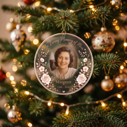 Personalized In Memory of Mom Ornament, Custom Photo Memorial Keepsake, Sympathy Gift image 2