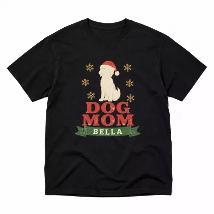 Custom Dog Mom Christmas Shirt, Personalized Pet Name Dog Lover T-Shirt, Dog Mom Christmas Gift | Trinmama image 1