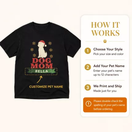 Custom Dog Mom Christmas Shirt, Personalized Pet Name Dog Lover T-Shirt, Dog Mom Christmas Gift | Trinmama image 5
