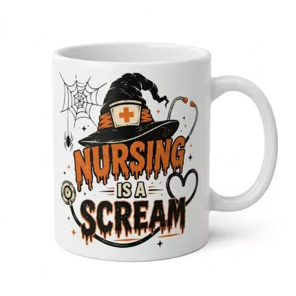 Halloween Nurse Mug, Nursing Is A Scream Coffee Mug, Spooky Nurse Gift