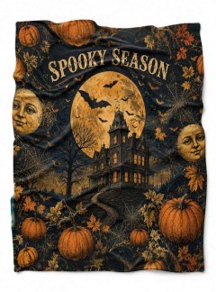 Spooky Season Throw Fleece Blanket, Vintage Halloween Decor, Cozy Goth Home Gift | Trinmama