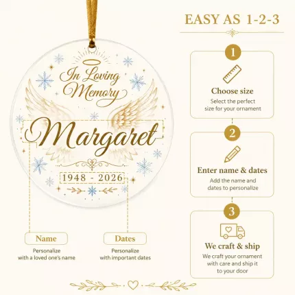 Personalized Memorial Ornament, In Loving Memory Custom Acrylic Christmas Ornament, Sympathy Keepsake Gift image 5