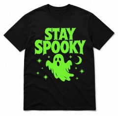 Stay Spooky Retro Horror Halloween T-Shirt, Neon Green Ghost, Spooky Gift | Trinmama