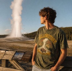 Yellowstone National Park Vintage Washed T-Shirt, Retro Outdoor Graphic, Nature Lover Gift | Trinmama image 2