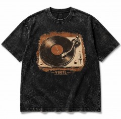 Vinyl Record Vintage Washed T-Shirt, Retro Music Graphic, Audiophile Gift | Trinmama