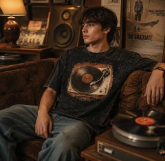 Vinyl Record Vintage Washed T-Shirt, Retro Music Graphic, Audiophile Gift | Trinmama image 3
