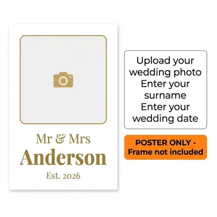 Mr & Mrs Est. 2026 Wedding Poster - Custom Couple Photo, Personalized Surname & Date image 4